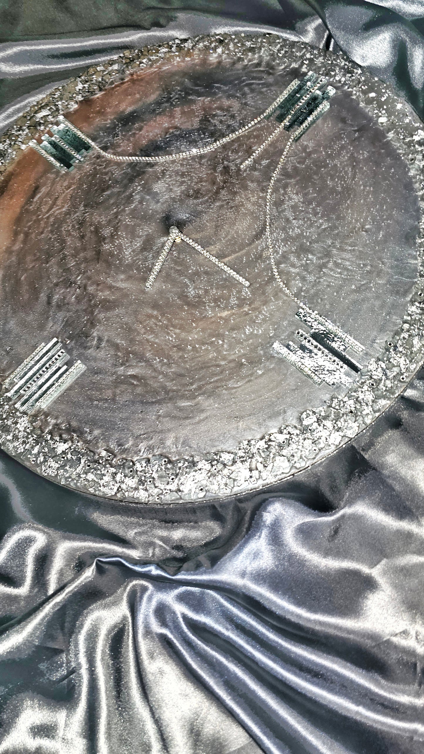 Exclusive, luxury, handmade wall clock with natural stones and crystals