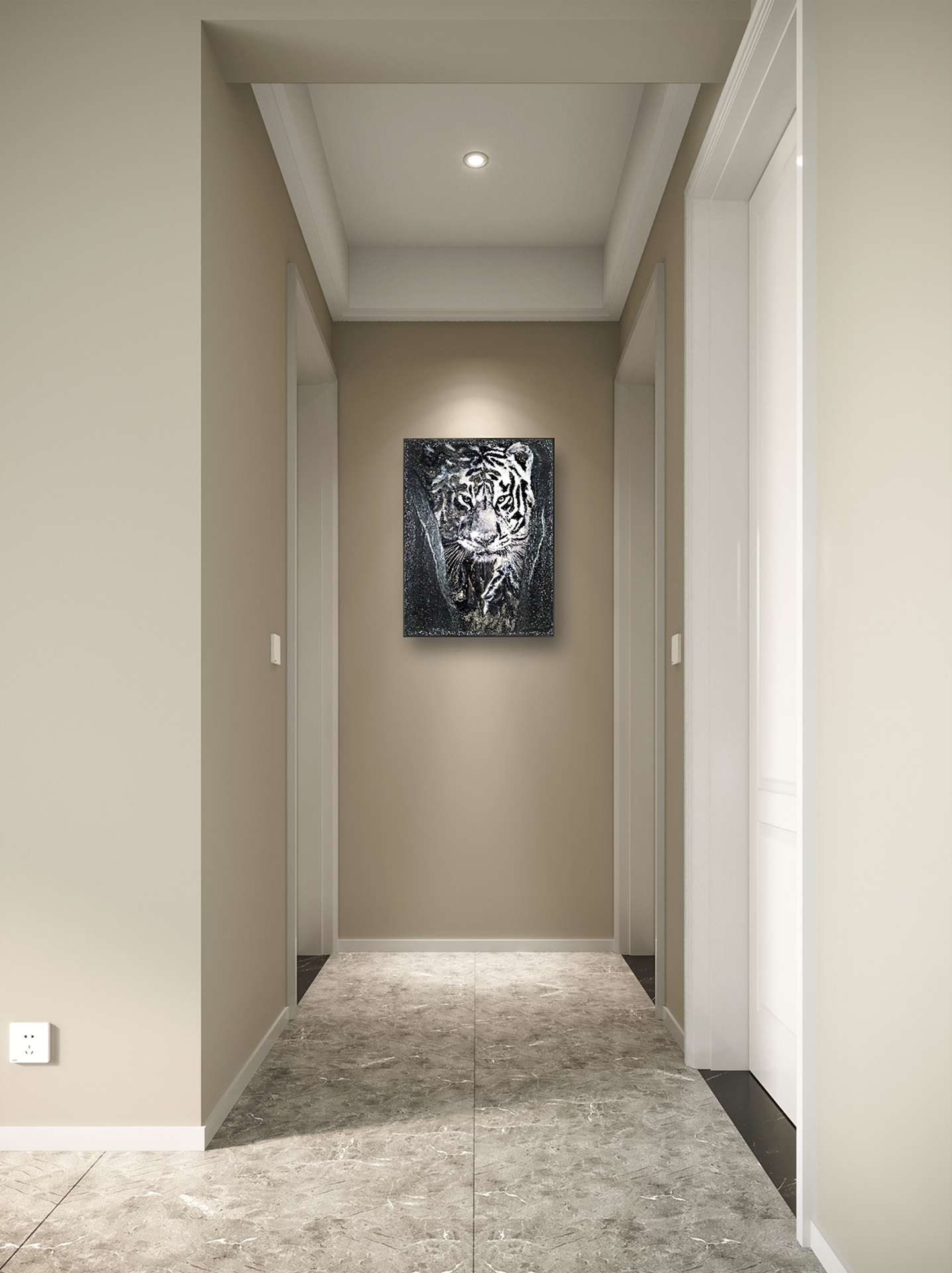 Sparkling resin art 'White tiger"