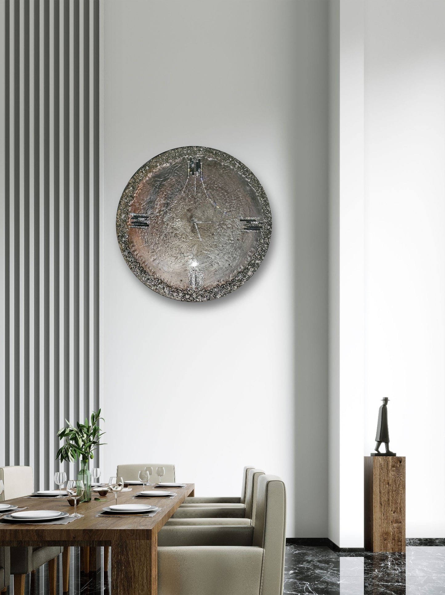 Exclusive, luxury, handmade wall clock with natural stones and crystals