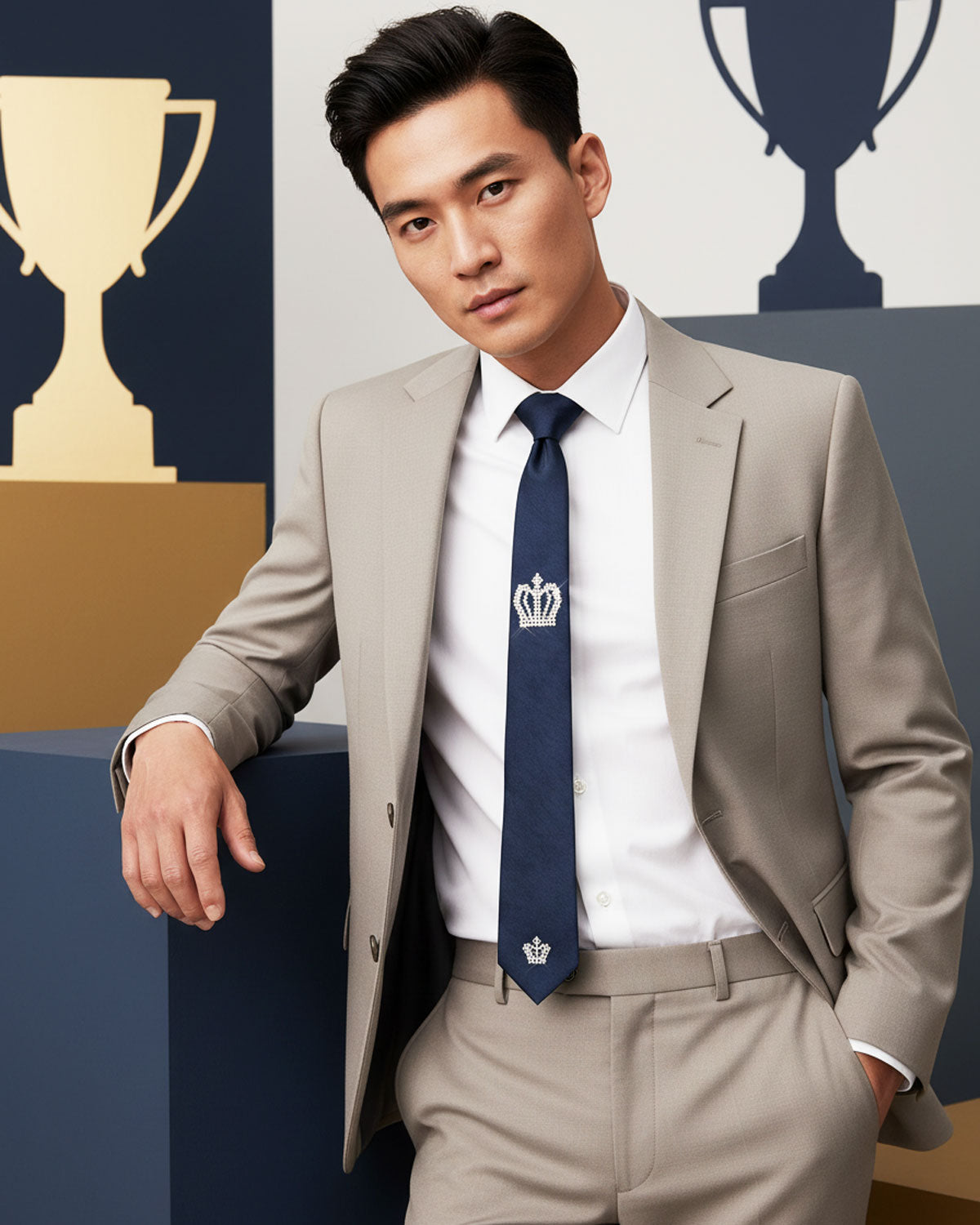 Royal Blue necktie with Swarovski crystals