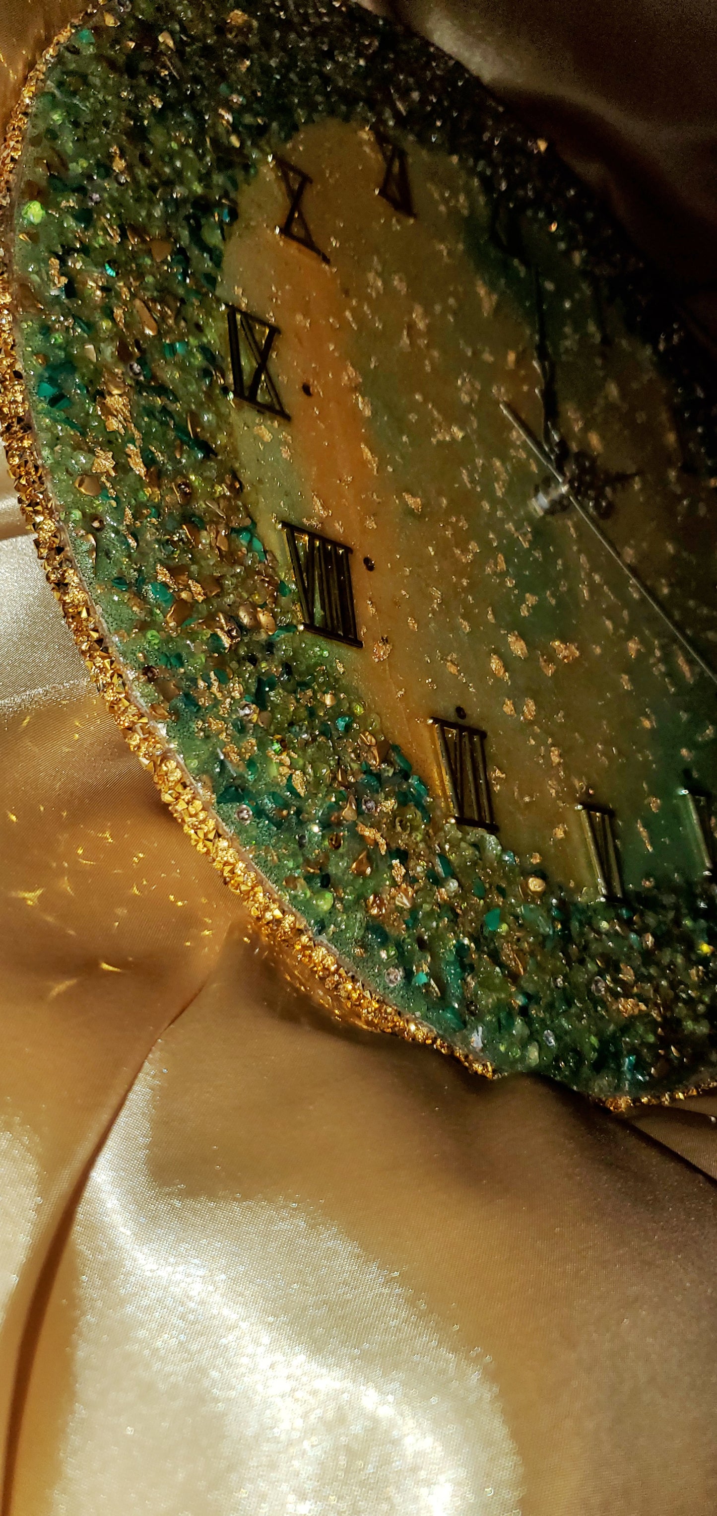 Luxury exclusive handmade wall clock with natural stones and crystals