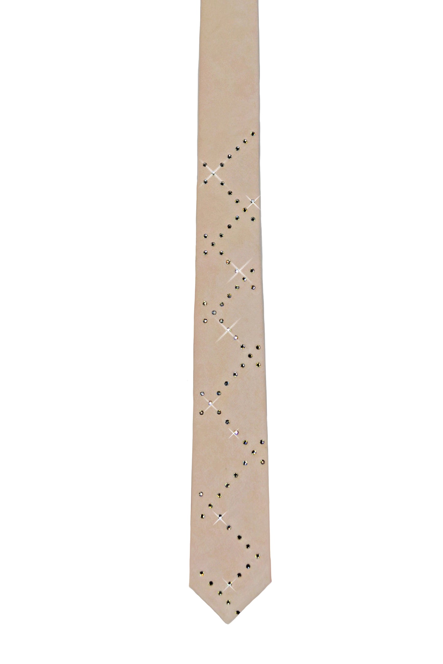 White wedding business formal necktie with Swarovski crystals