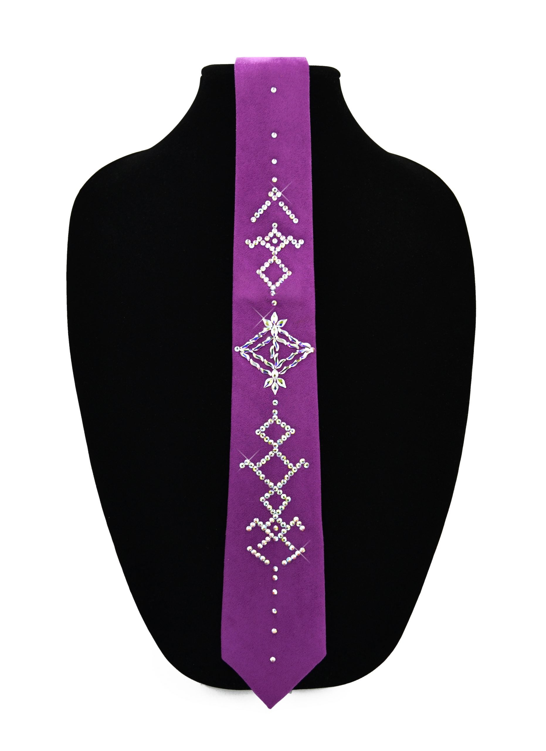 Fuchsia suede tie with rhinestones, wedding tie accessory