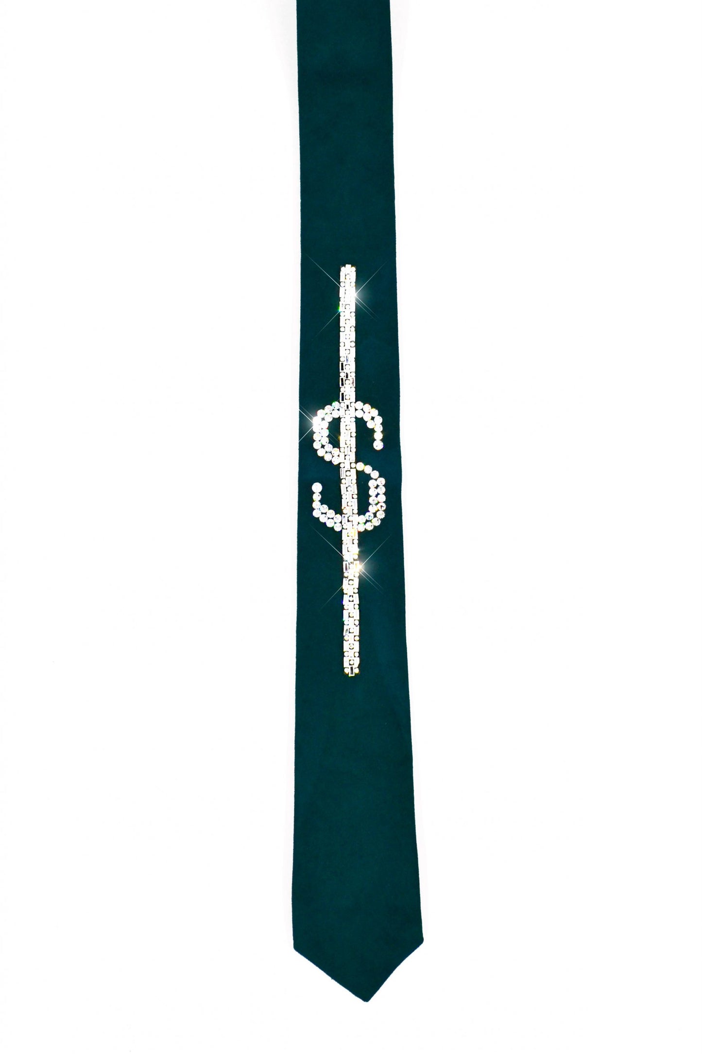 Green necktie with Swarovski crystals
