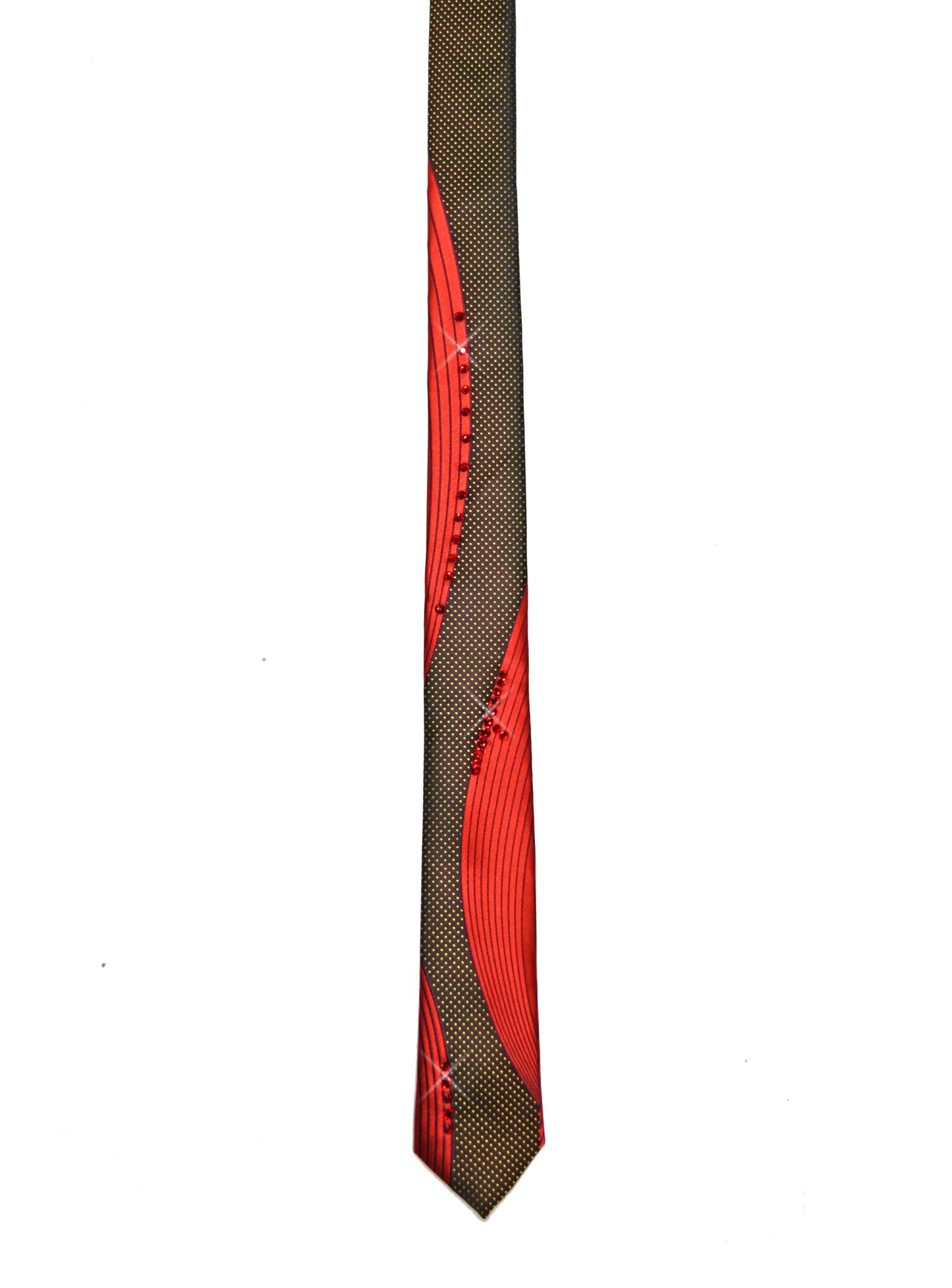 Red necktie with Swarovski crystals