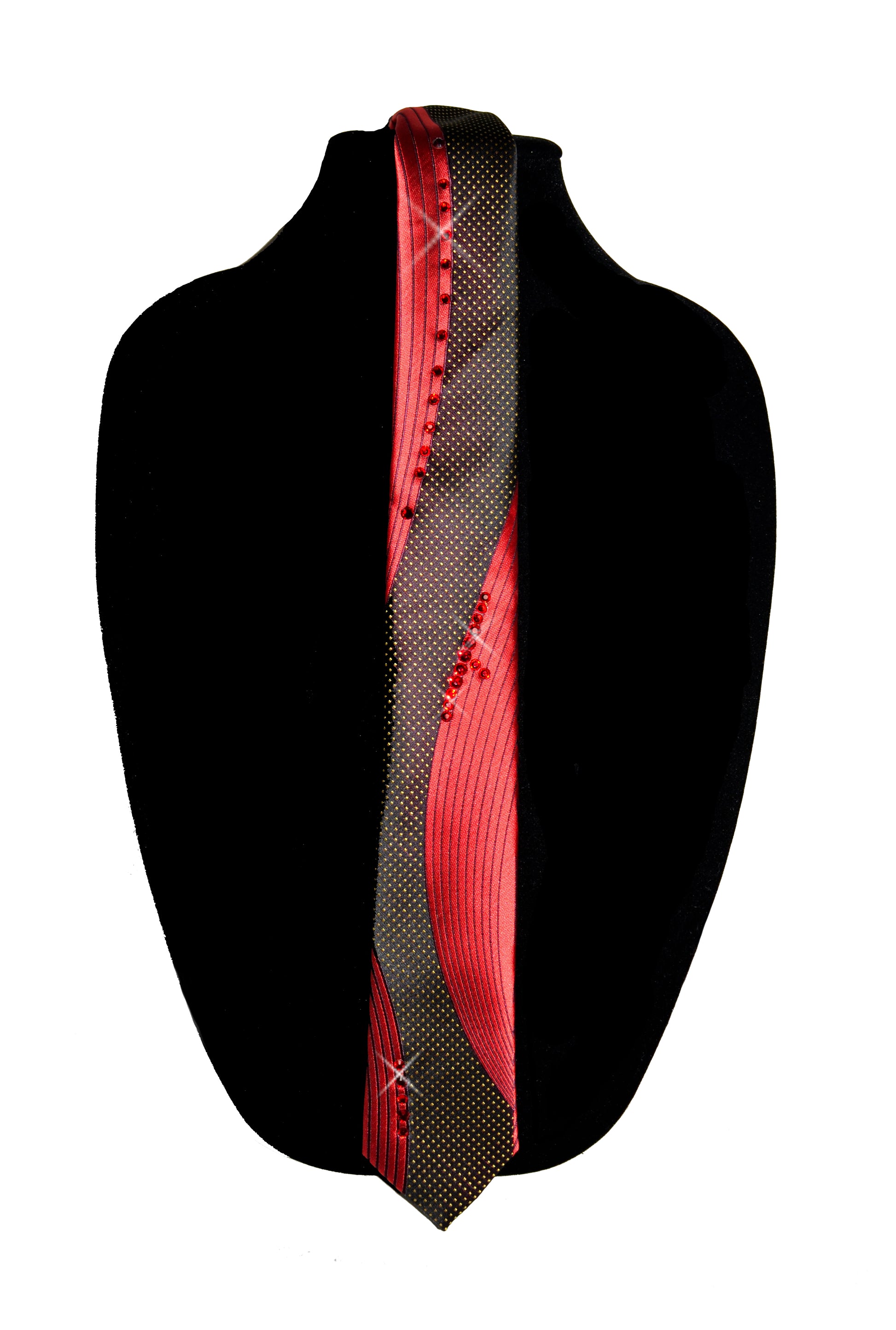 Red tie with Swarovski crystals