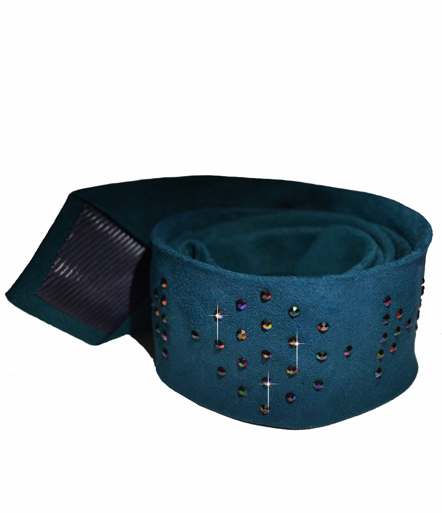 Green necktie with rhinestones