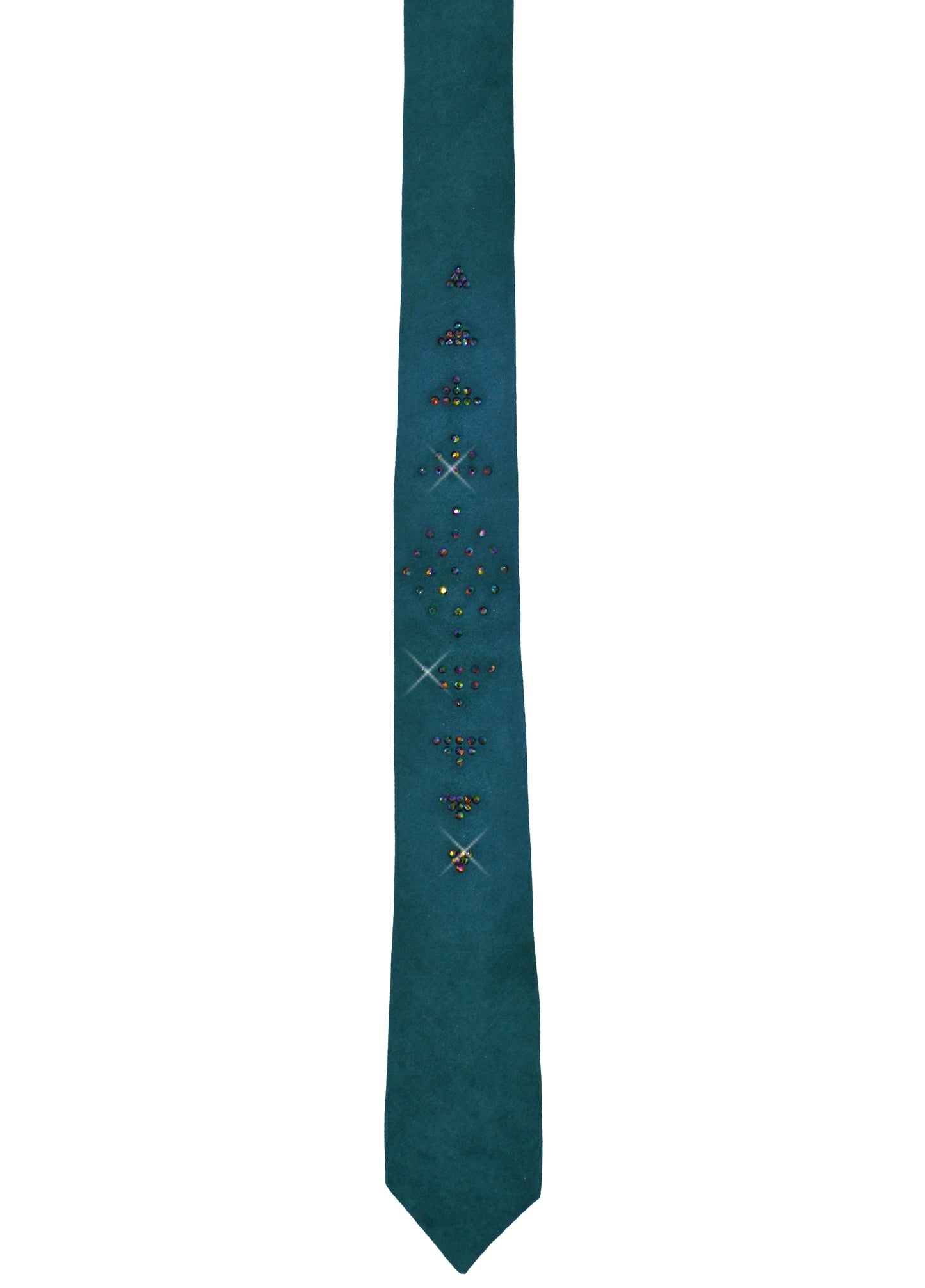 Green necktie with rhinestones
