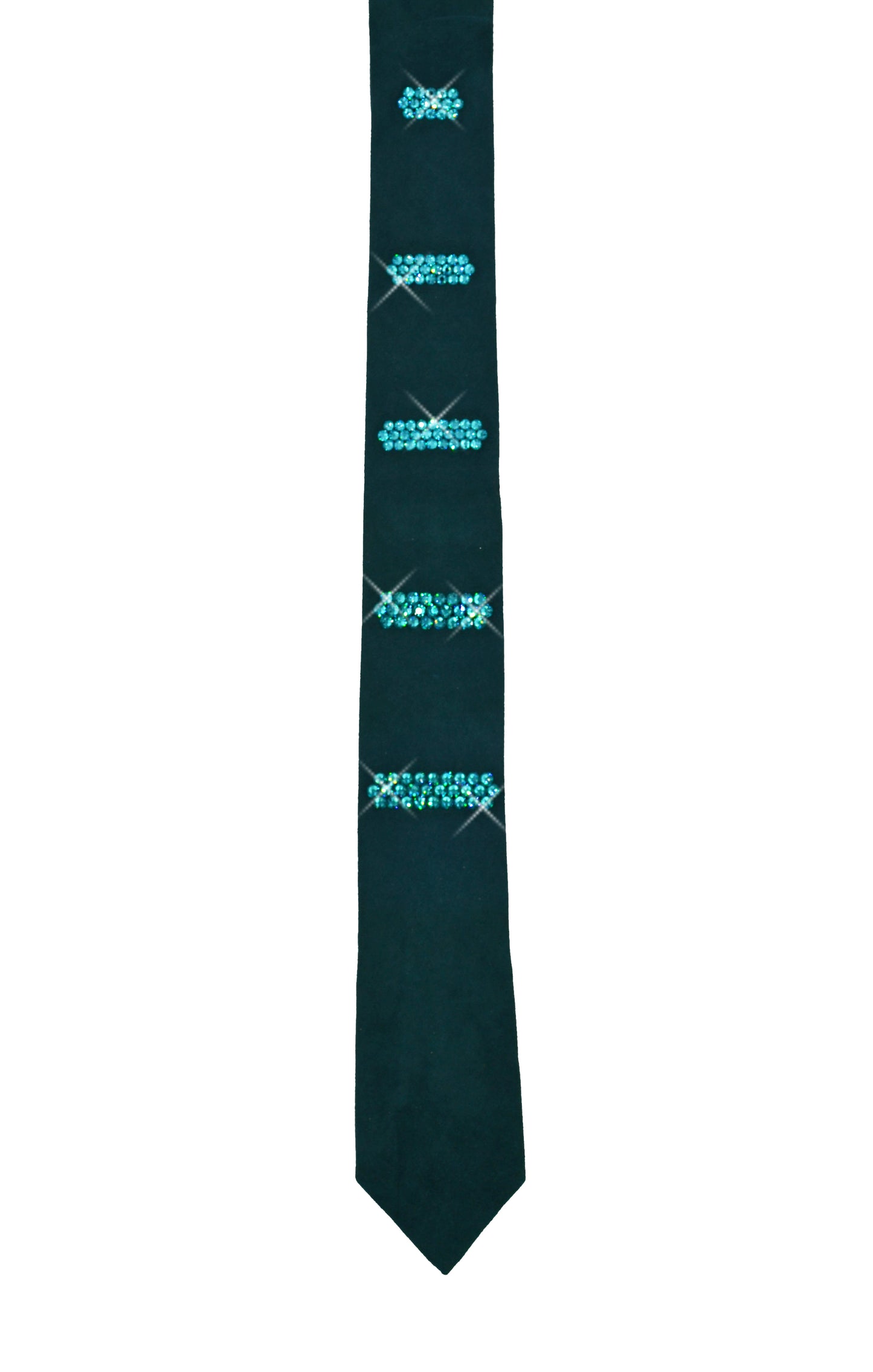 Green slim-fit suede wedding necktie with Swarovski crystals