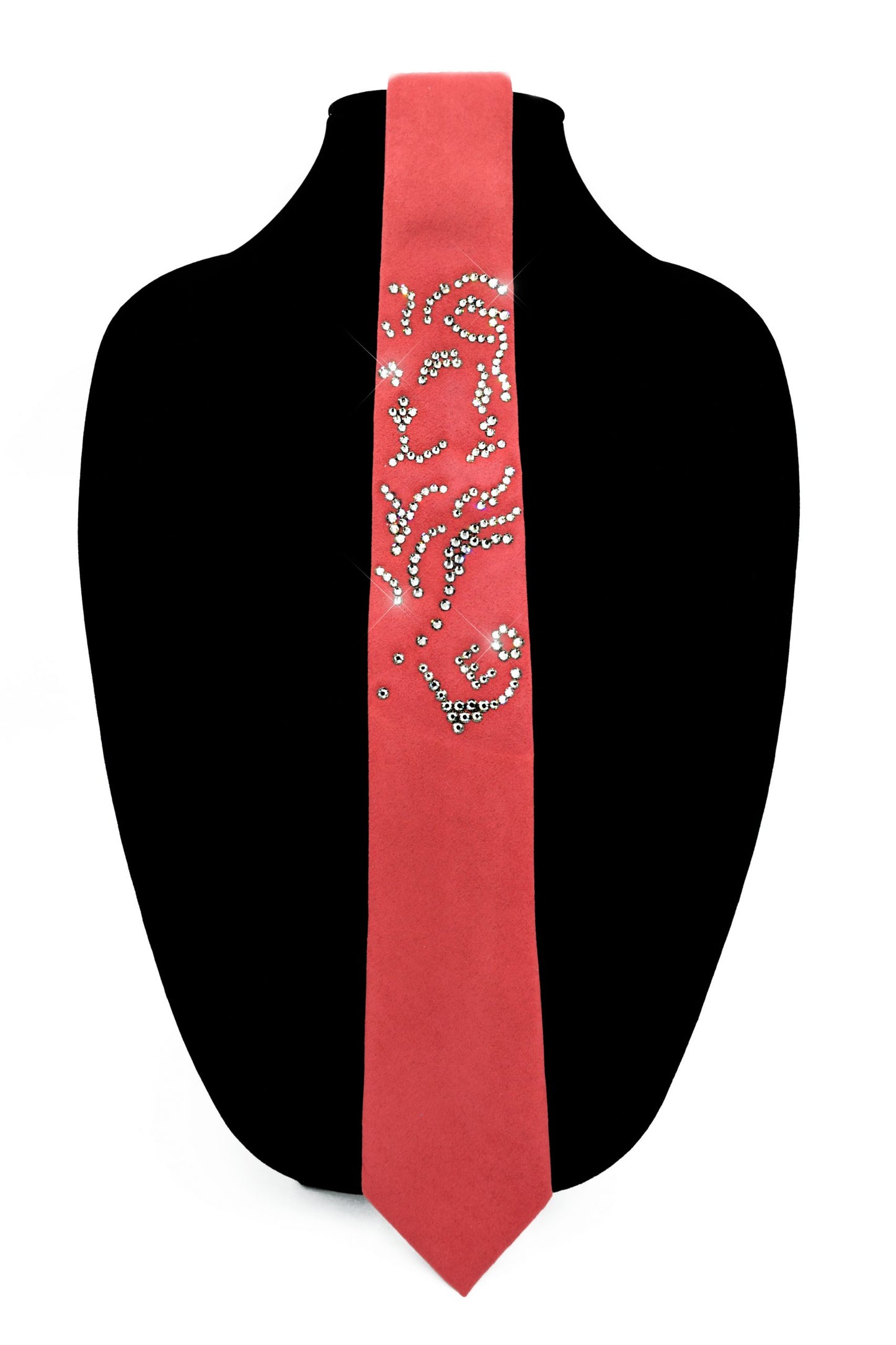 Red suede tie, lion zodiac sign