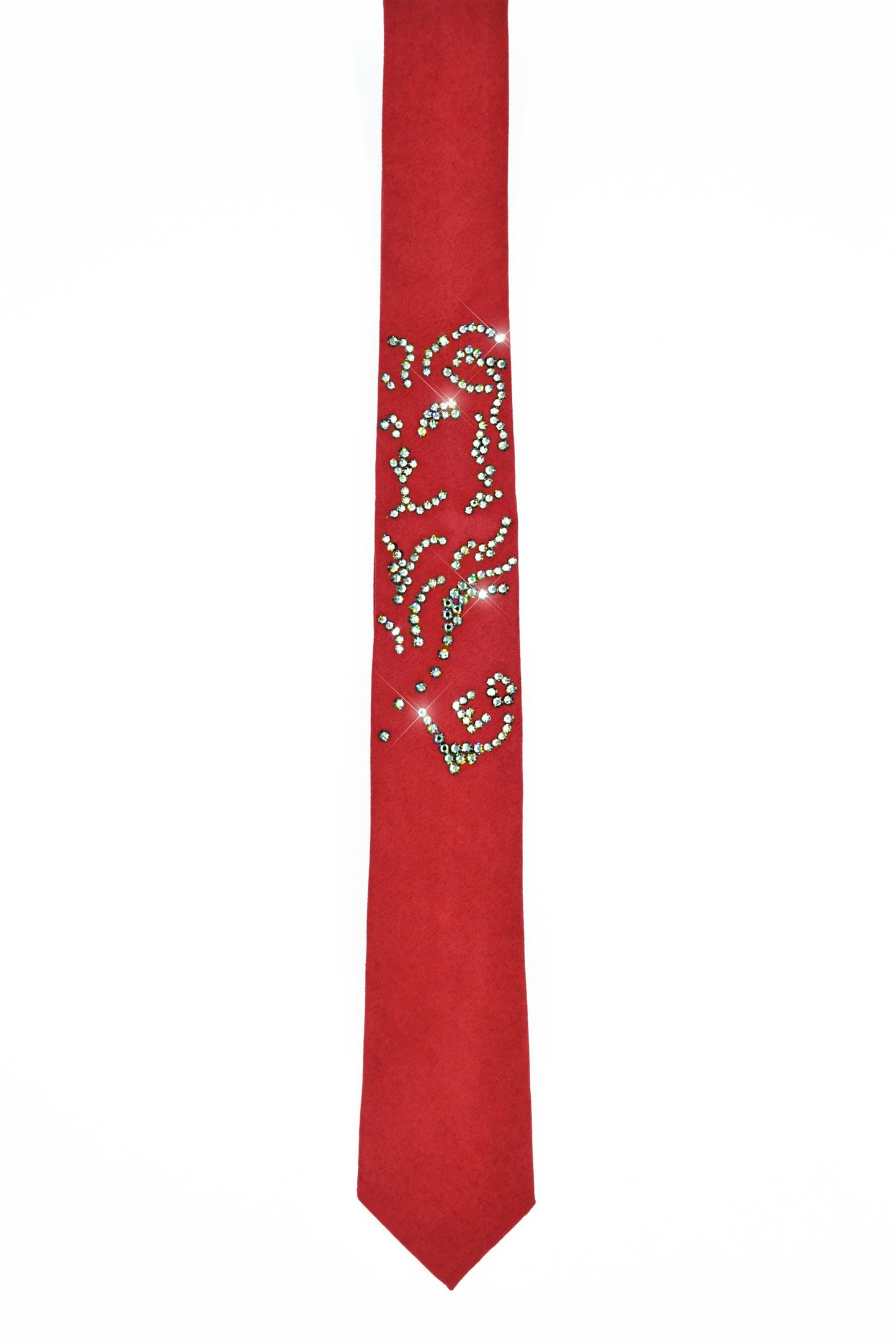 Red necktie with Swarovski crystals
