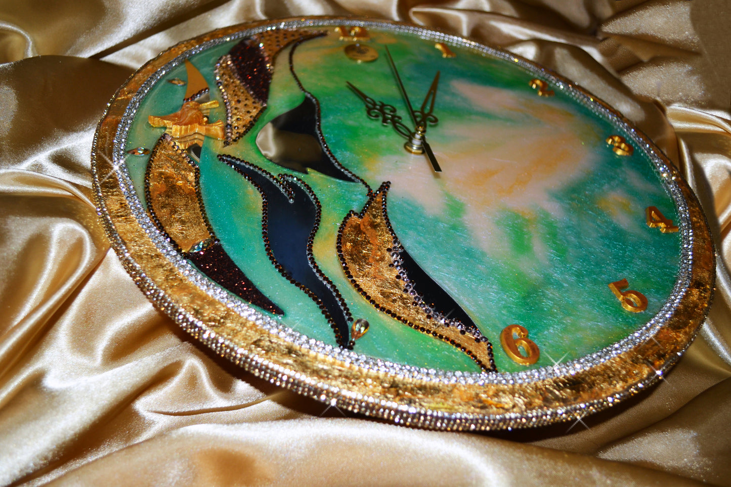 Green luxury exclusive handmade wall clock