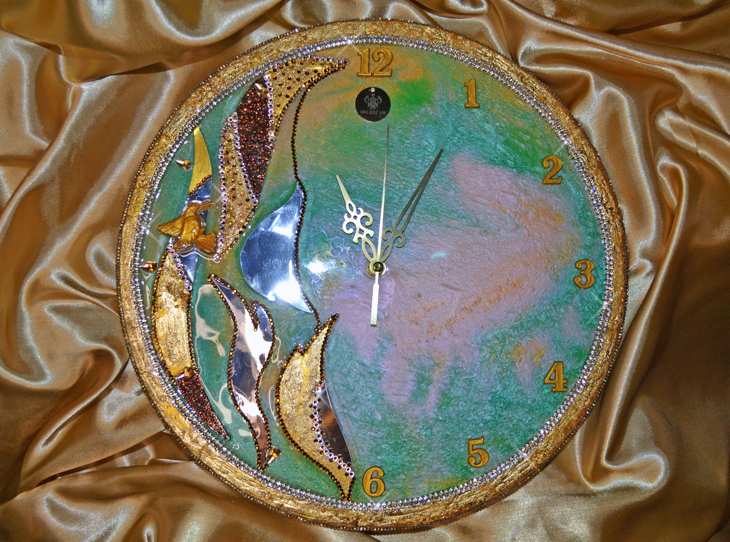 Green luxury exclusive handmade wall clock