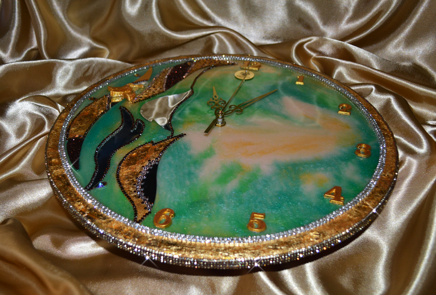 Green luxury exclusive handmade wall clock