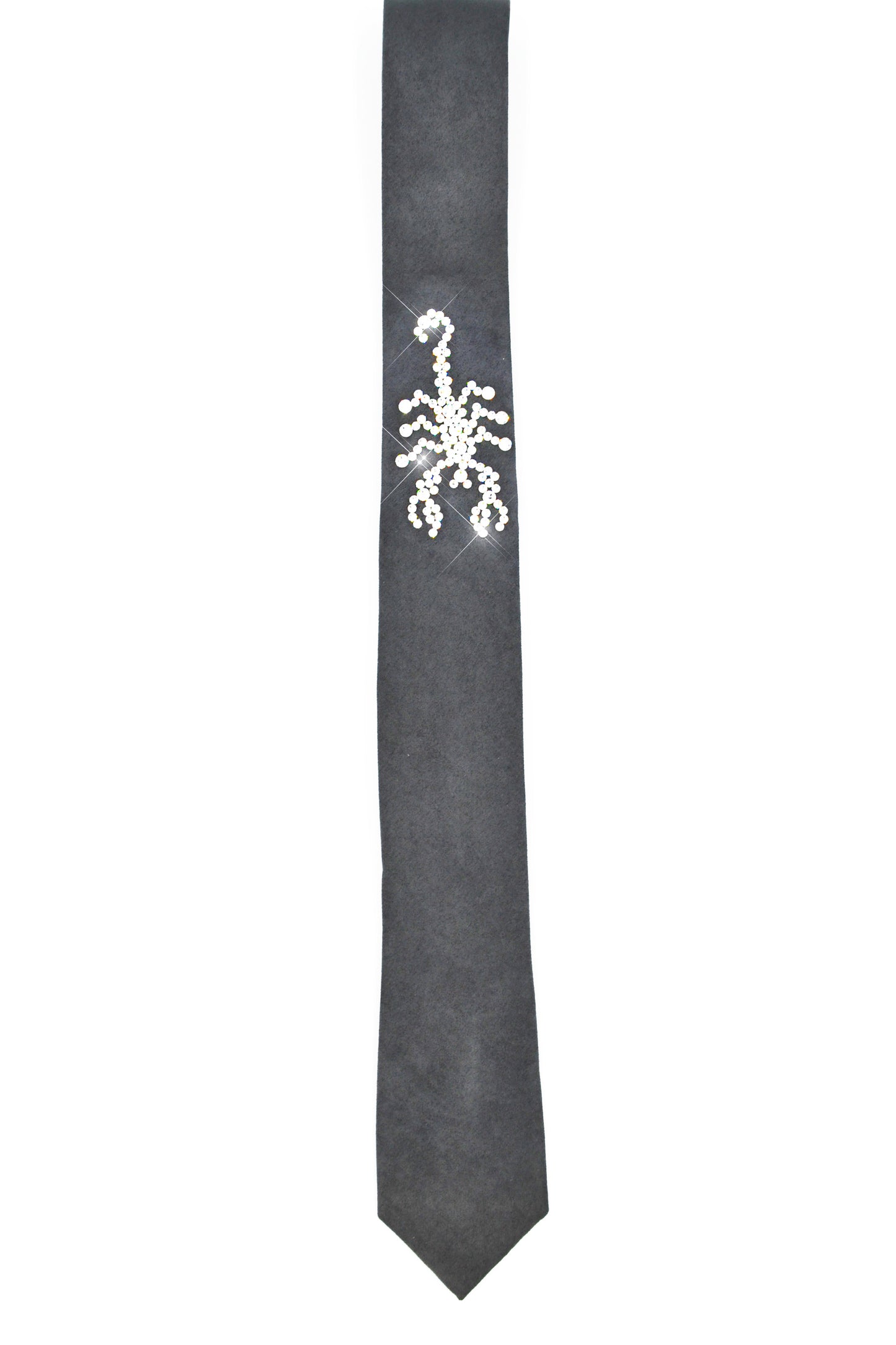 Grey necktie with Swarovski crystals