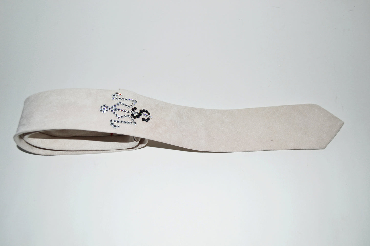 White necktie with Swarovski crystals, wedding accessory