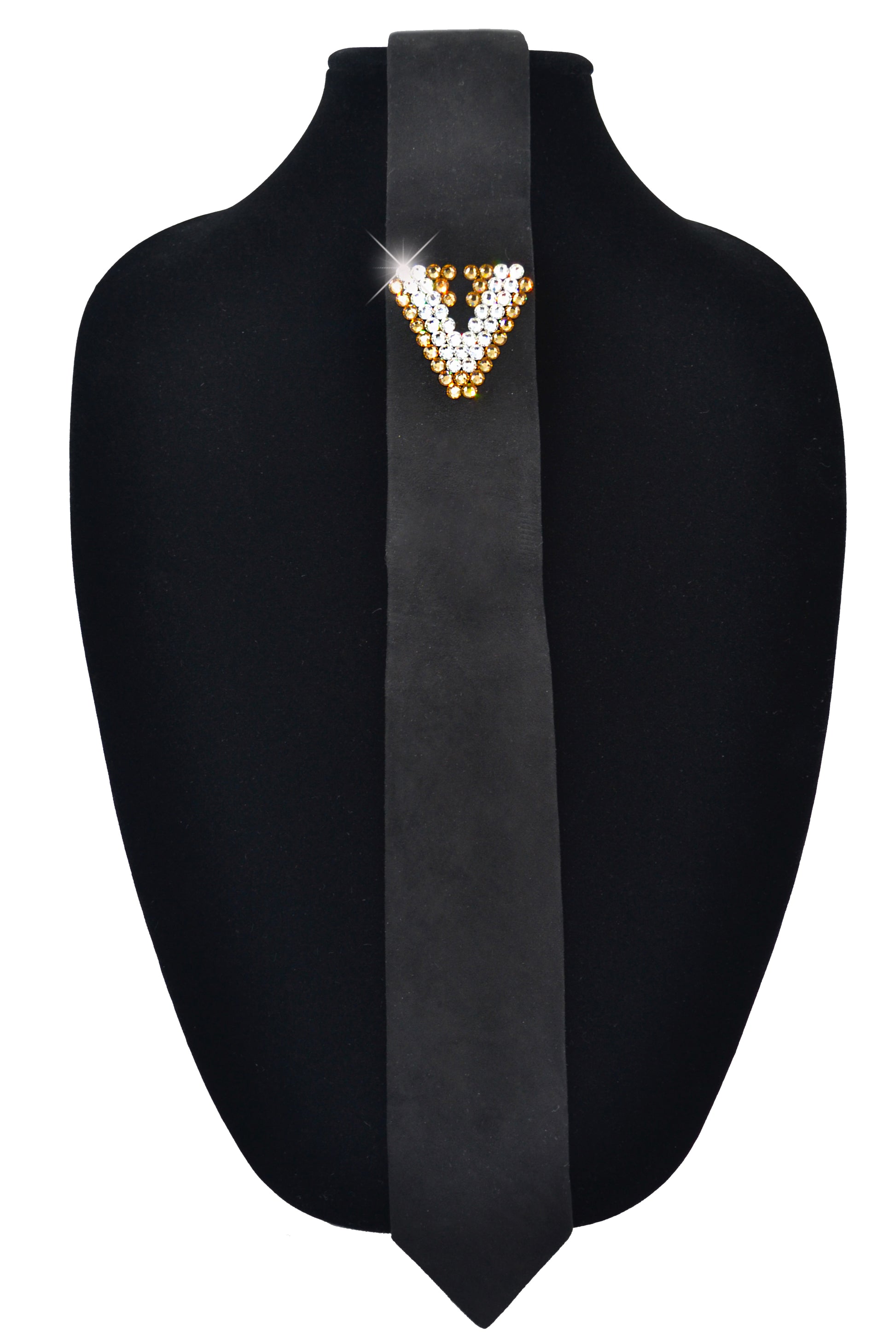 Black suede tie with swarovski crystals, wedding business formal tie accessory