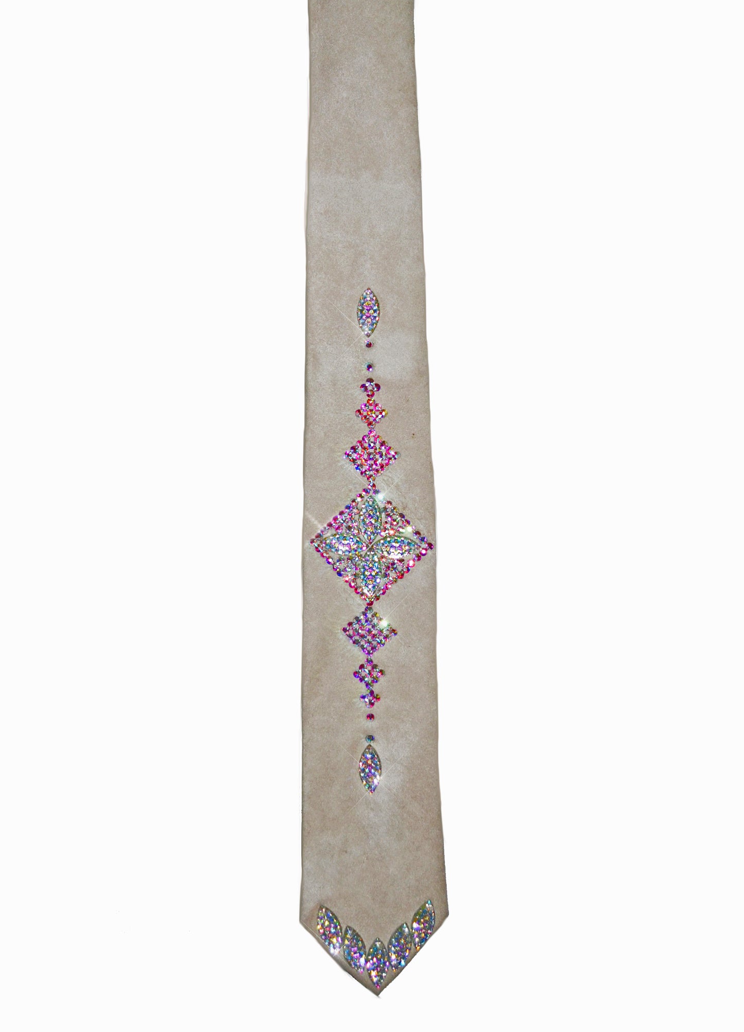 White wedding necktie with rhinestones
