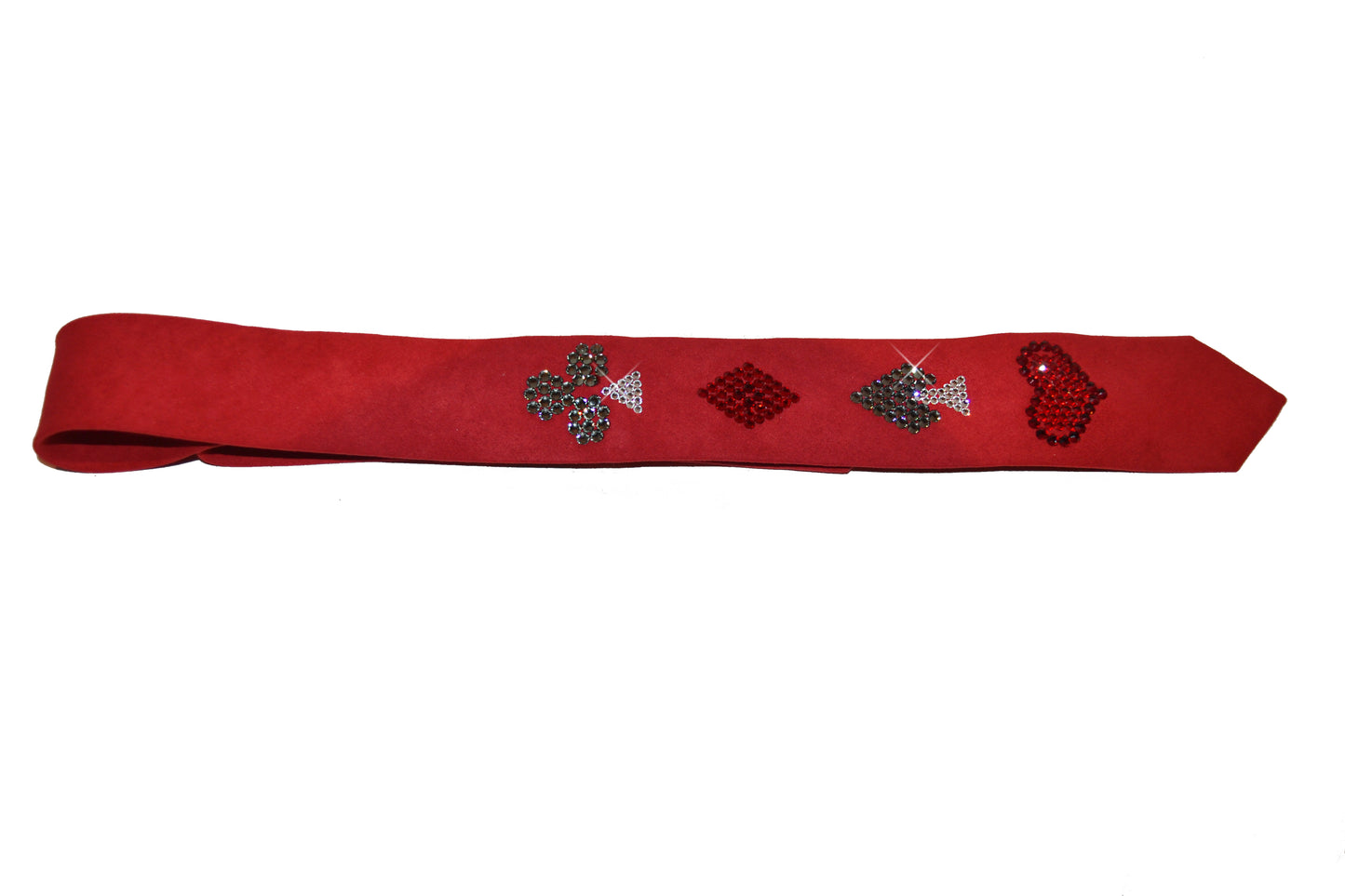 Red necktie with Swarovski crystals