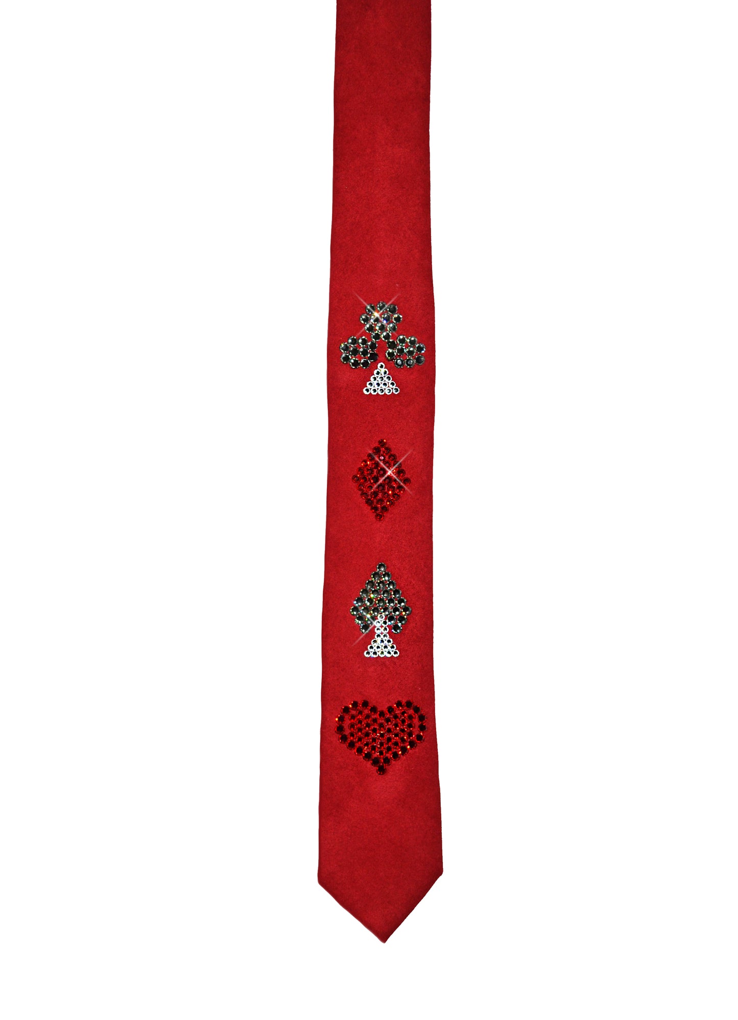 Red necktie with Swarovski crystals