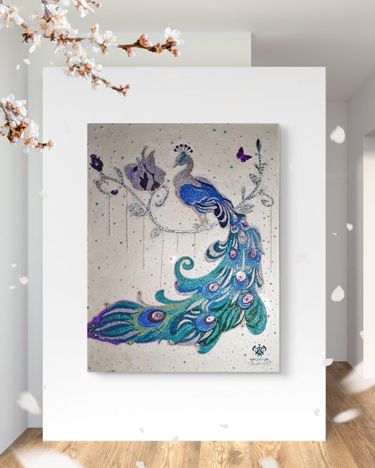 Sparkling exclusive art "Royal peacock"