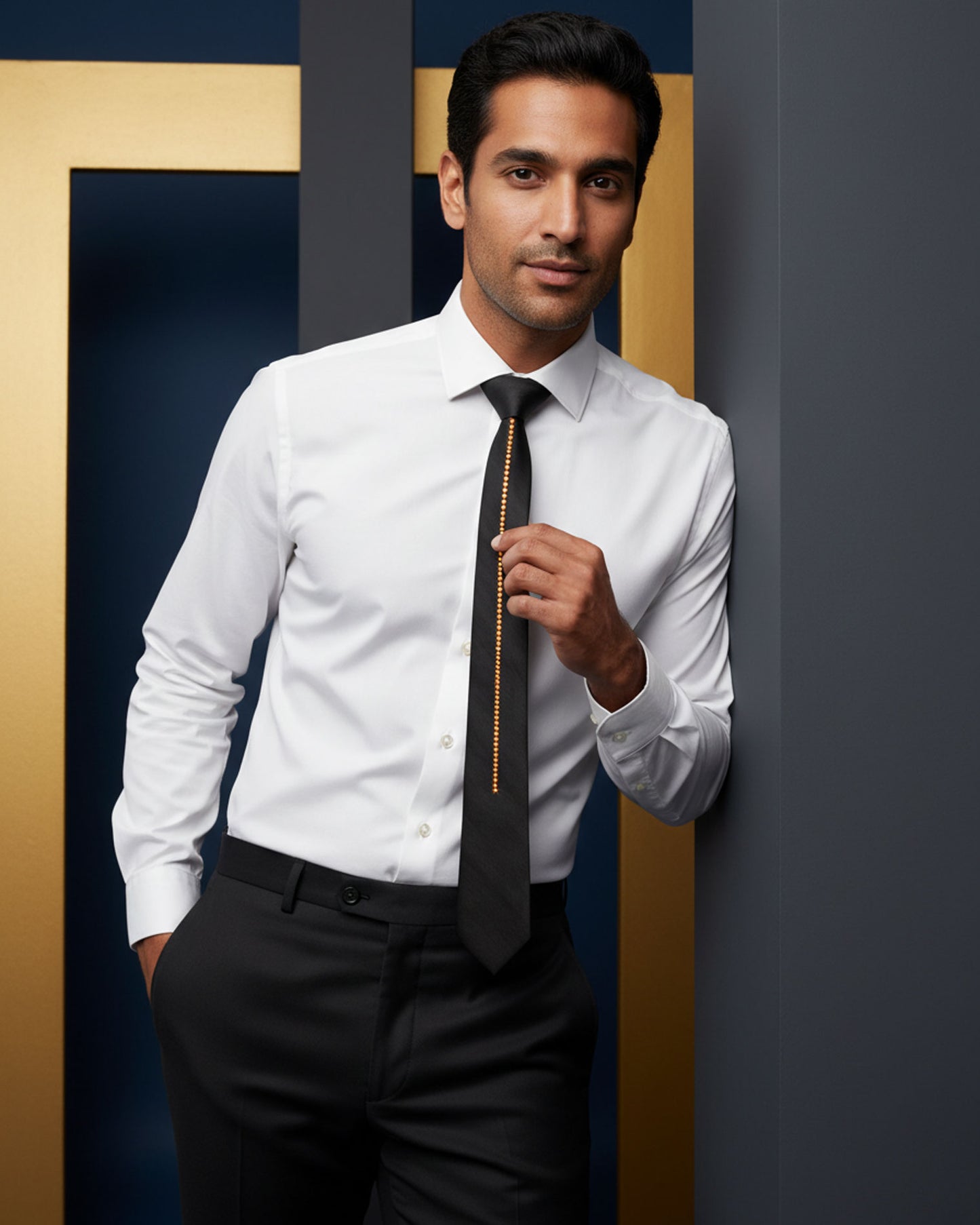 Black necktie with Swarovski crystals, wedding accessory