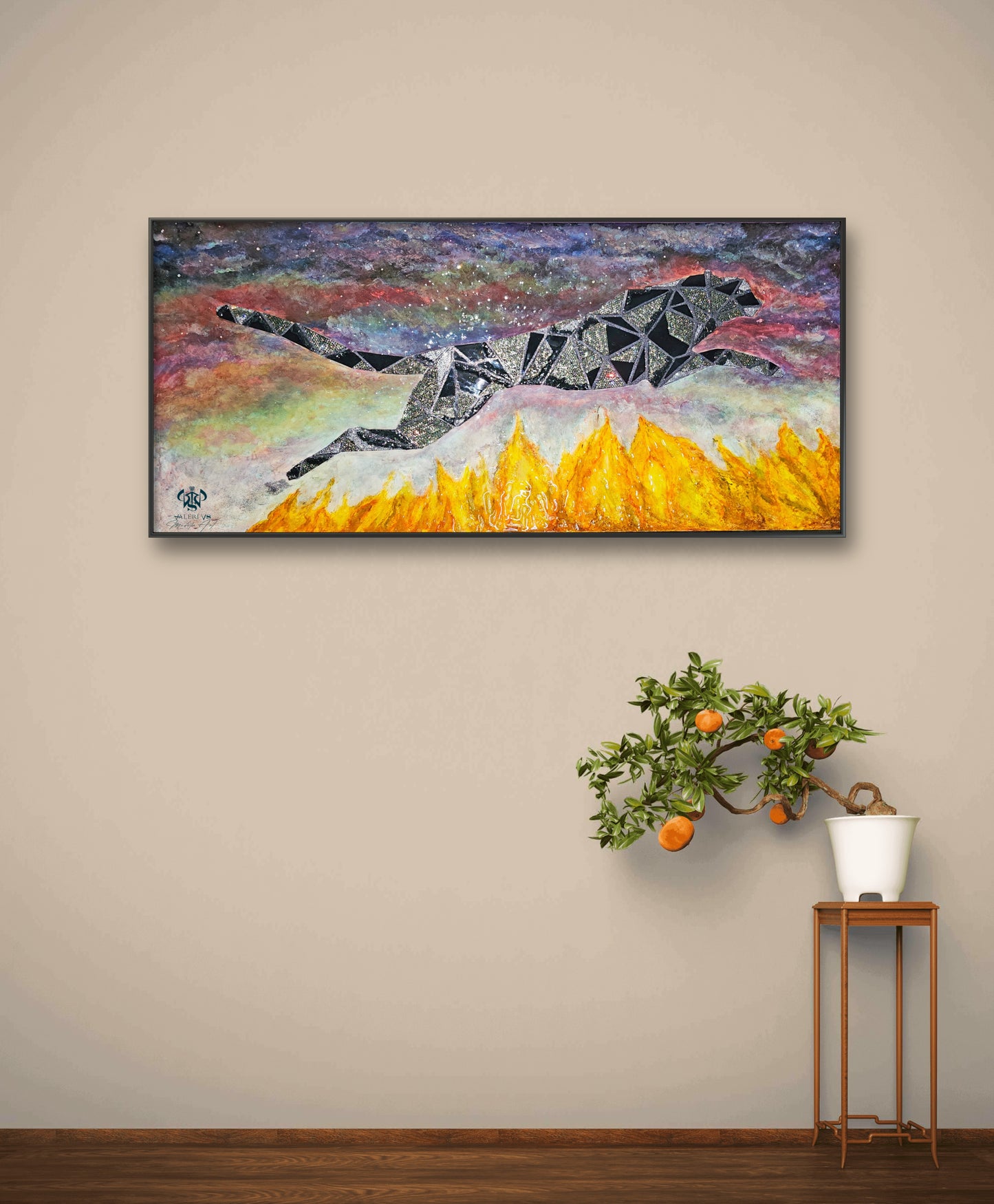 Exclusive sparkling artwork "Running from the storm" painting
