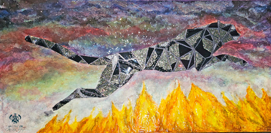 Exclusive sparkling artwork "Running from the storm" painting