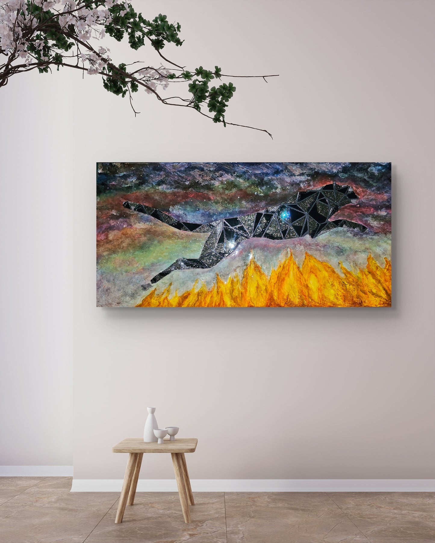 Exclusive sparkling artwork "Running from the storm" painting