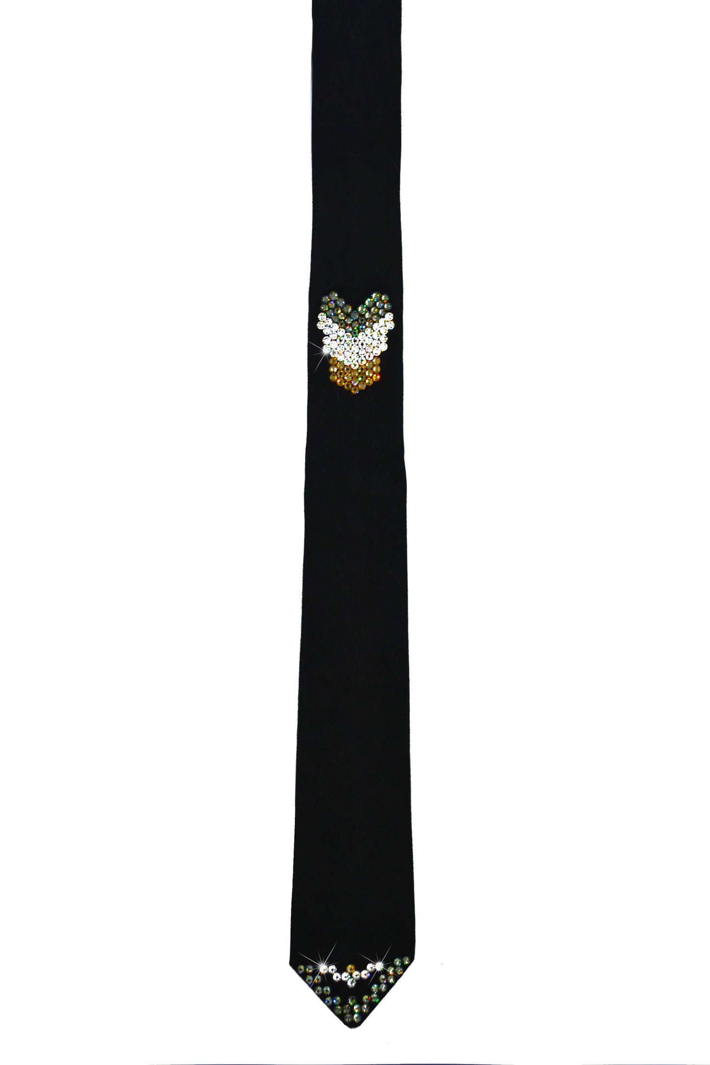 Black necktie with Swarovski crystals