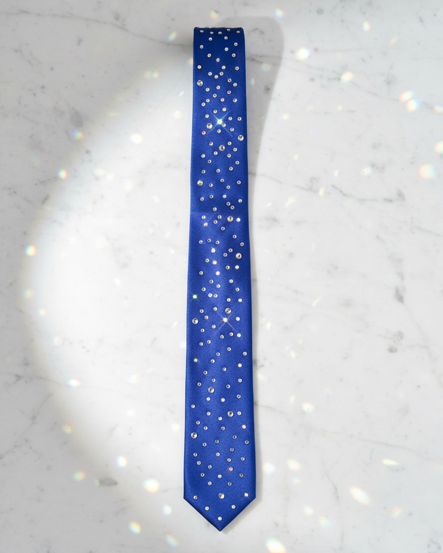 Blue necktie with Swarovski crystals