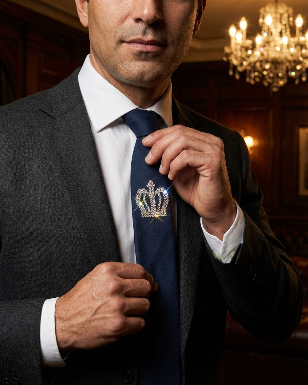 Royal Blue necktie with Swarovski crystals