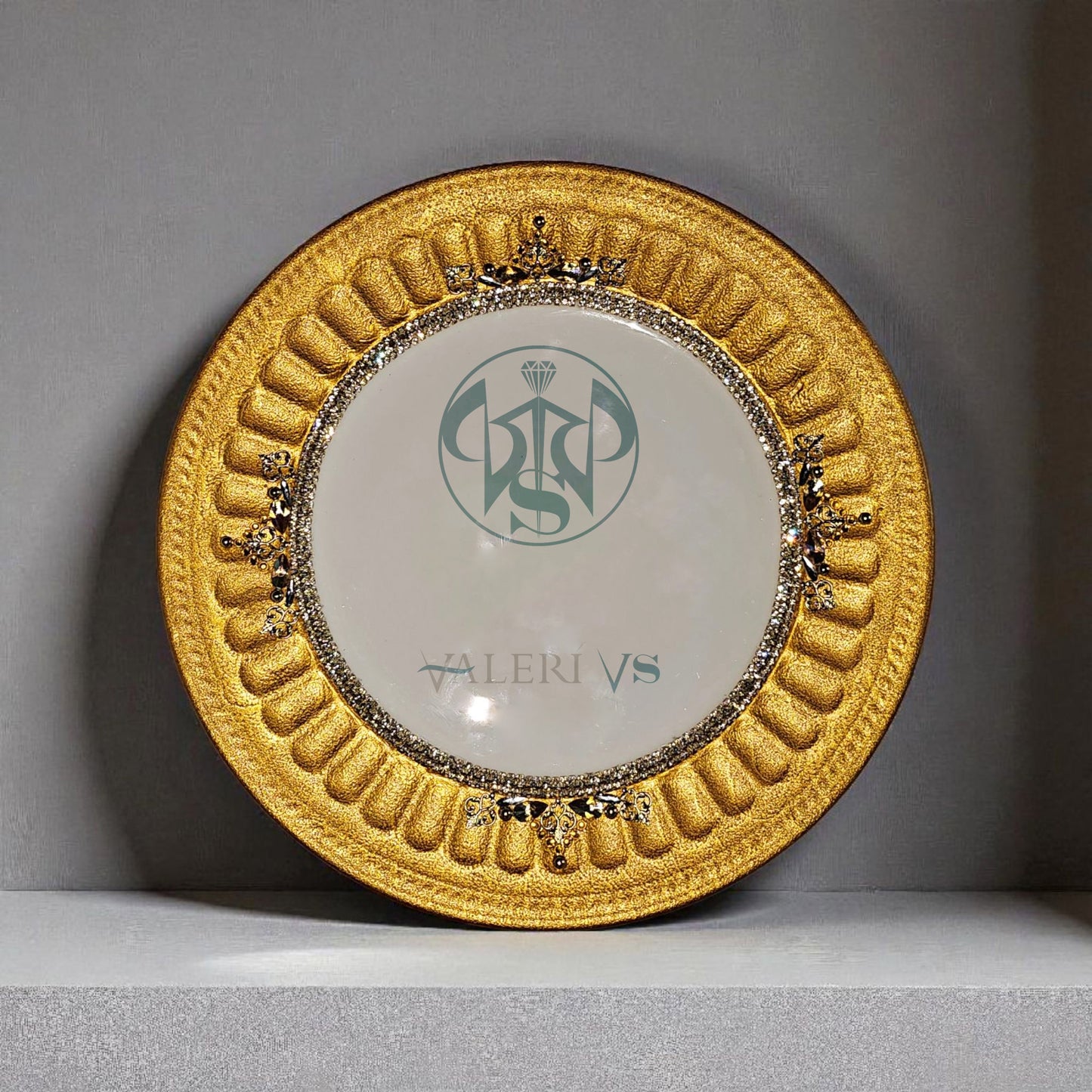 Luxury Crystal Wedding Plate – Handmade Gold Tableware Decor