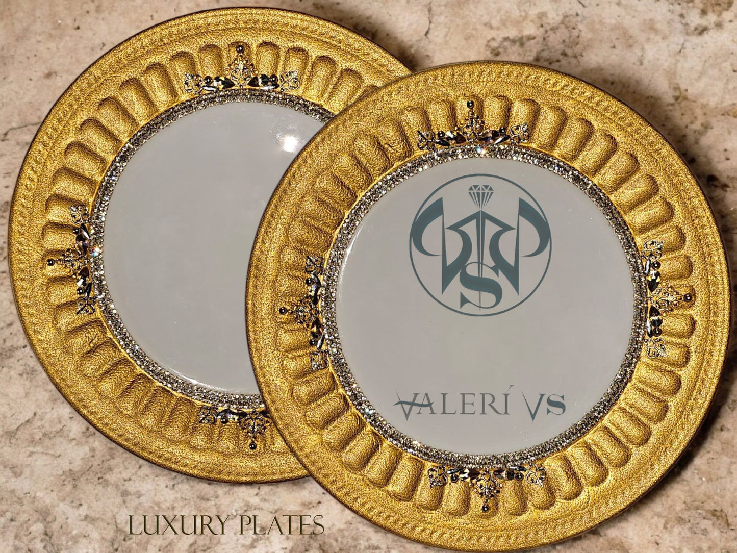 Luxury Crystal Wedding Plate – Handmade Gold Tableware Decor