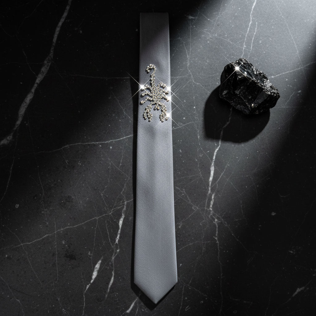Grey necktie with Swarovski crystals
