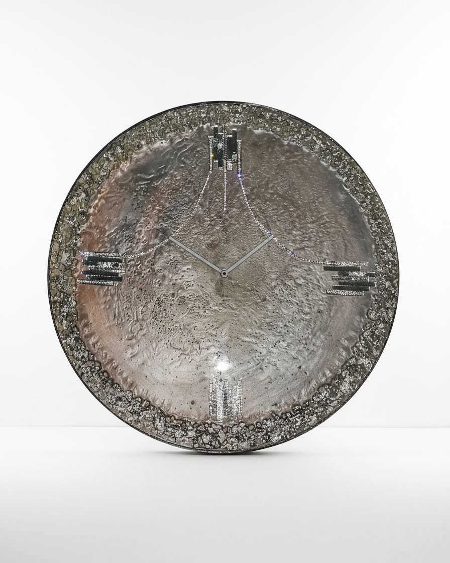 Exclusive, luxury, handmade wall clock with natural stones and crystals