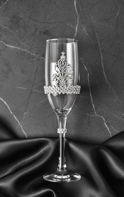 Celebration rhinestone design champagne flutes