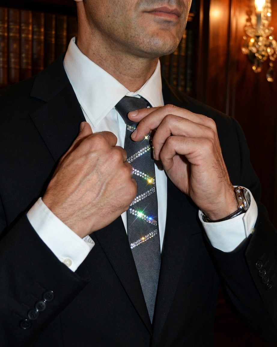 "Zigzag" necktie with Swarovski crystals