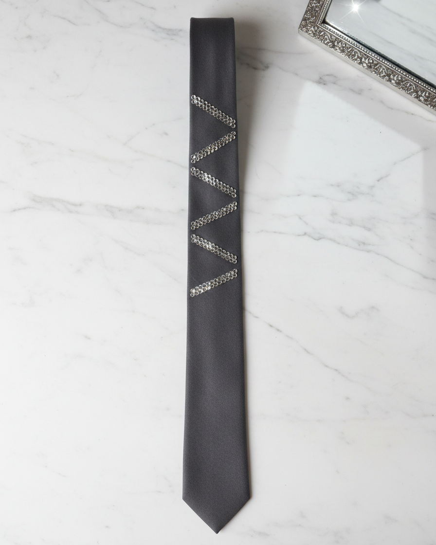 "Zigzag" necktie with Swarovski crystals