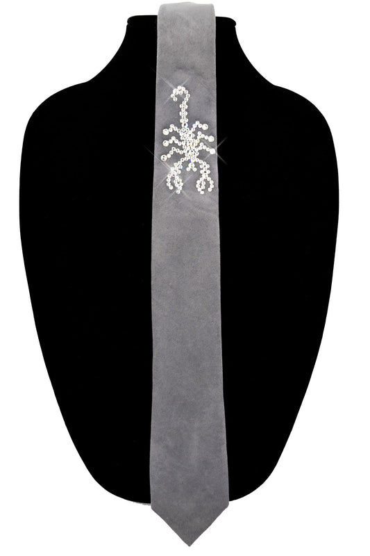 Grey necktie with Swarovski crystals