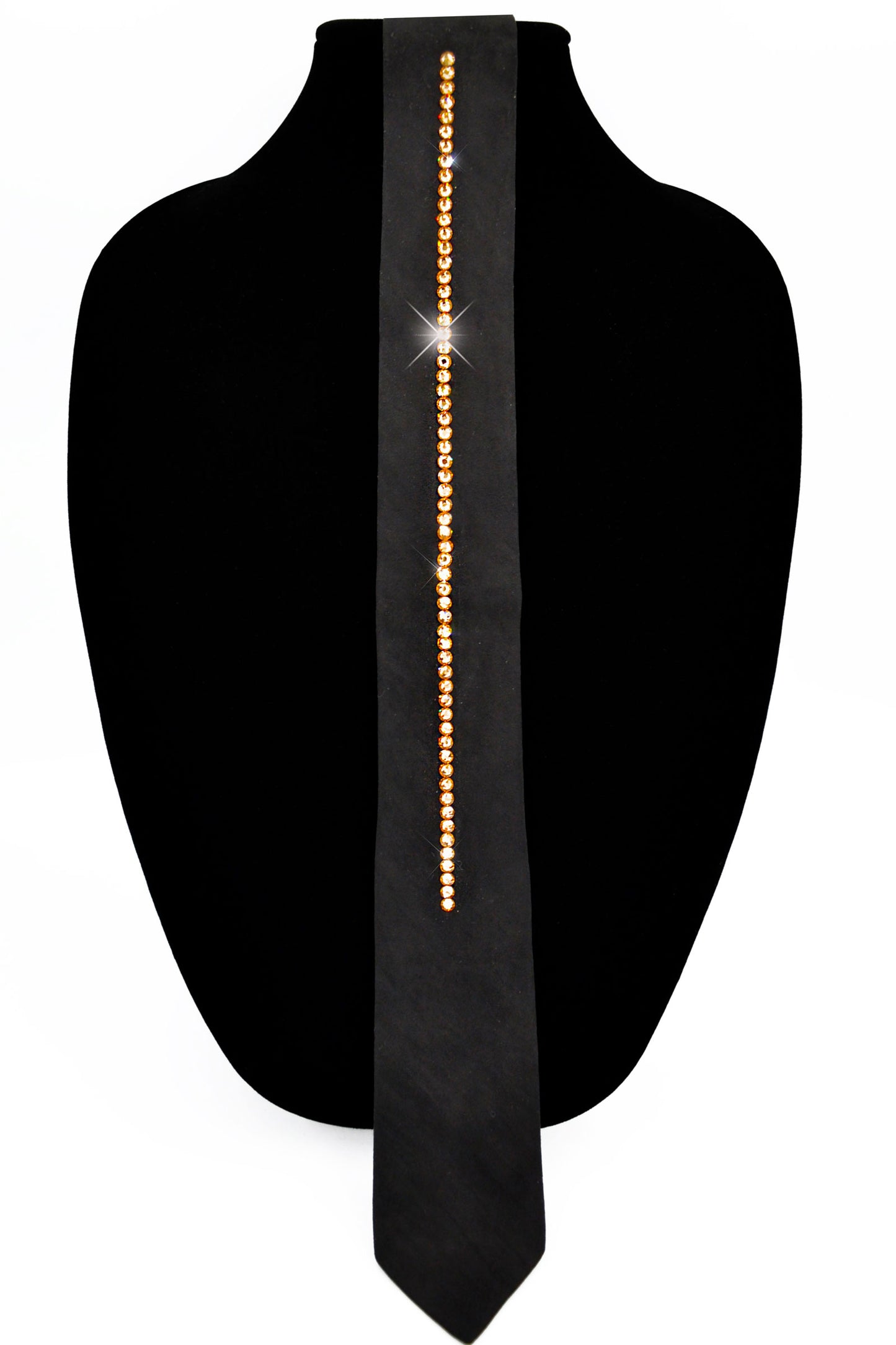 Black necktie with Swarovski crystals, wedding accessory