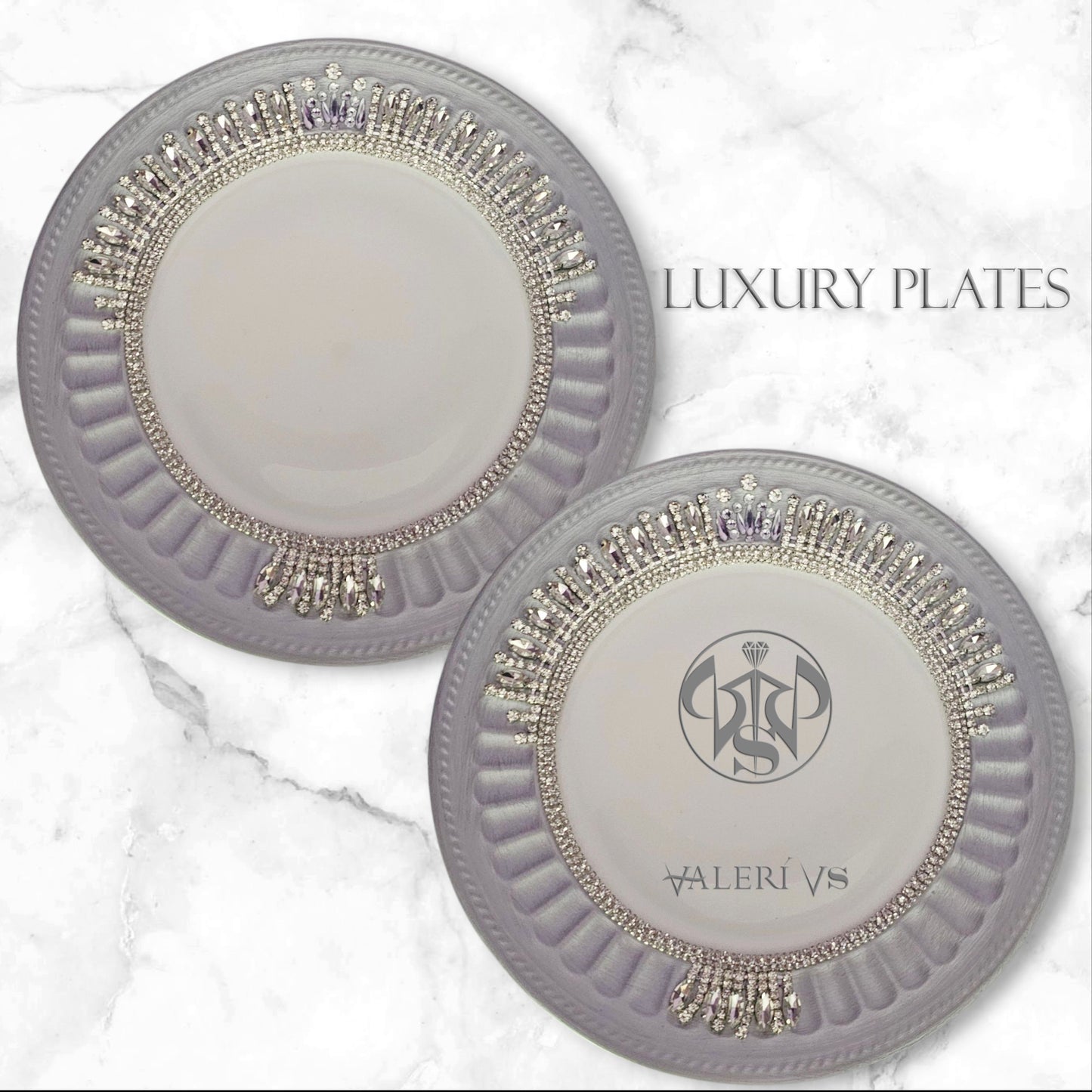 Wedding crystal tableware set of crystal plates and flutes