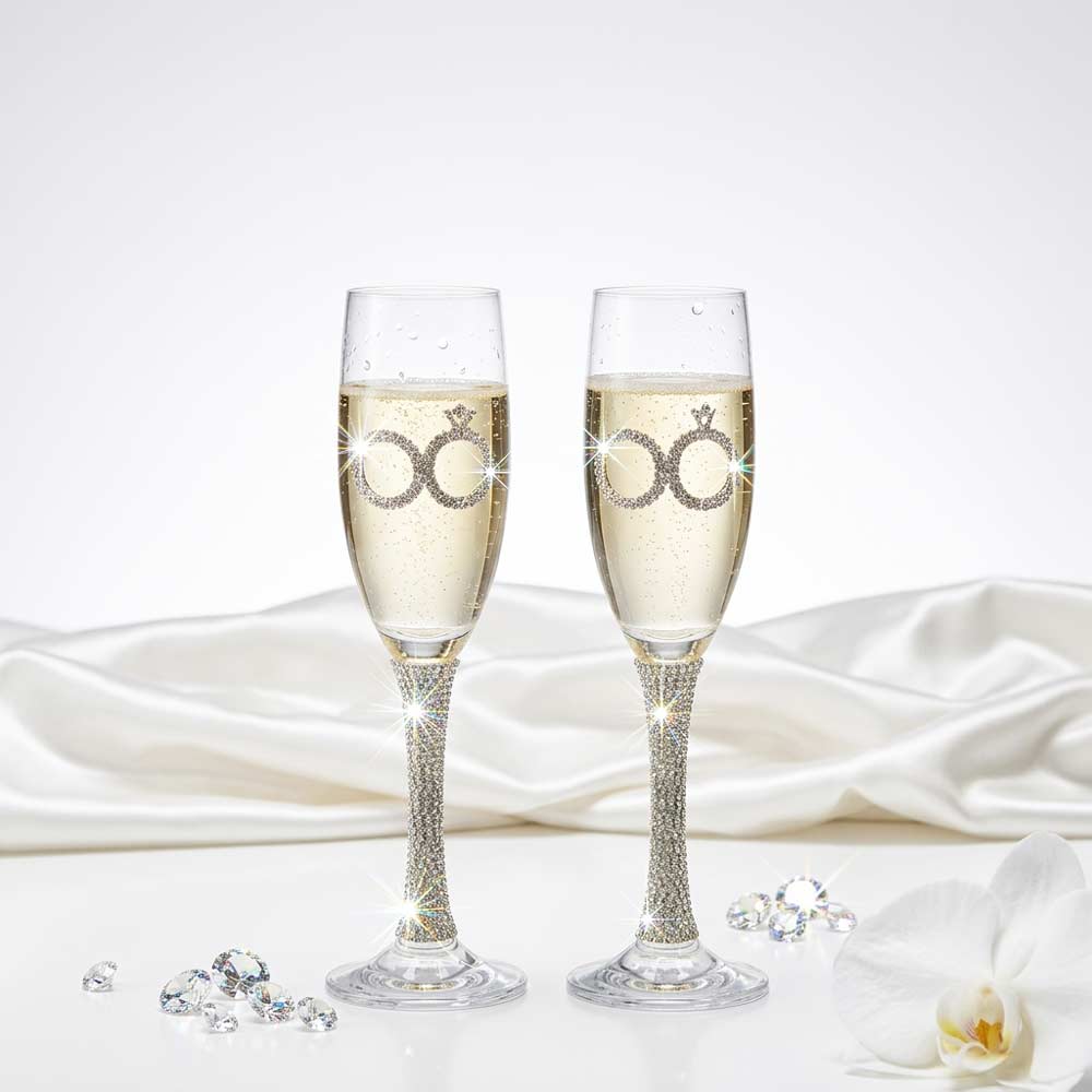 Celebration Infinity rhinestone luxury wedding champagne flutes