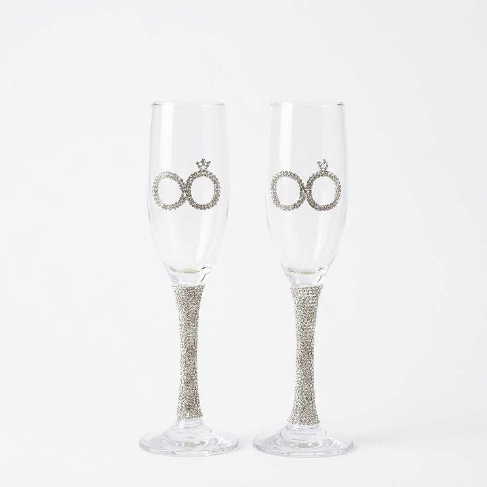 Celebration Infinity rhinestone luxury wedding champagne flutes
