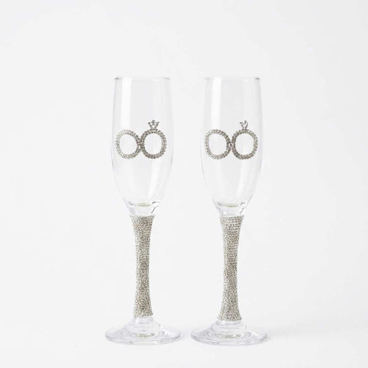 Celebration Infinity rhinestone luxury wedding champagne flutes
