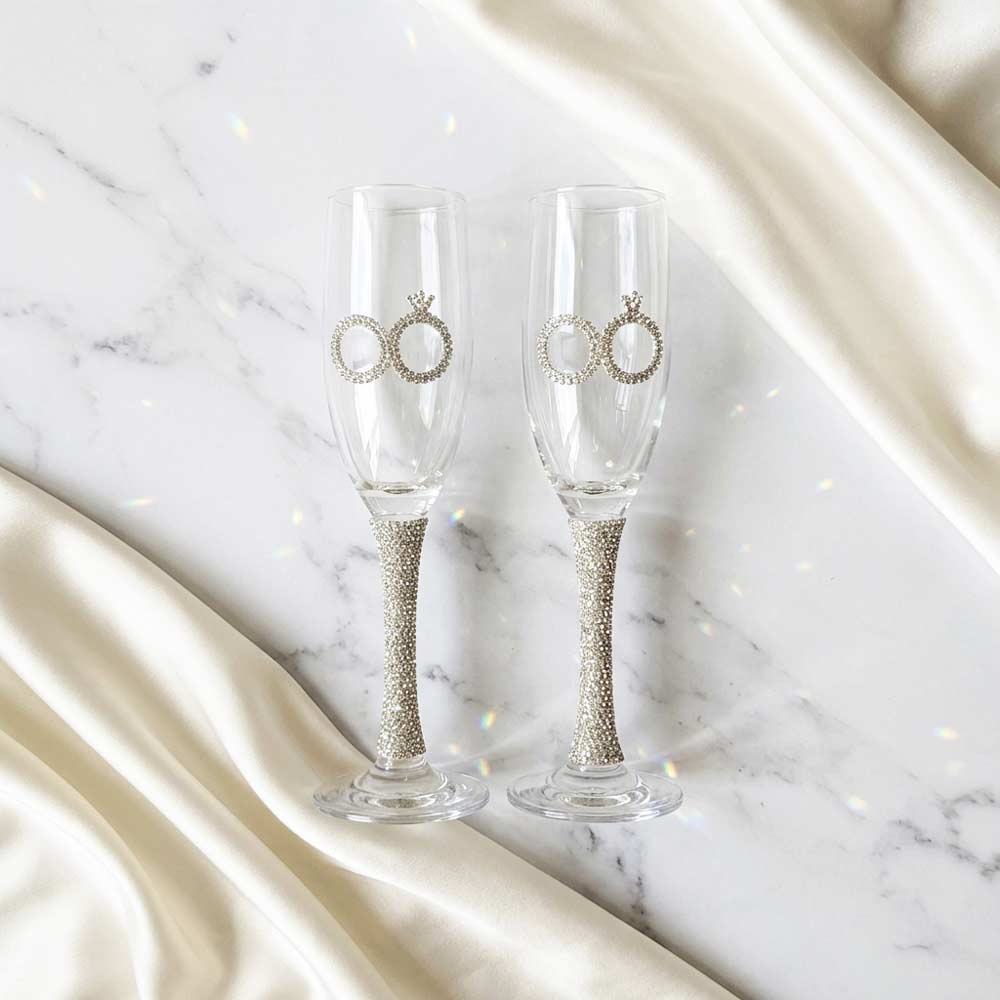 Celebration Infinity rhinestone luxury wedding champagne flutes