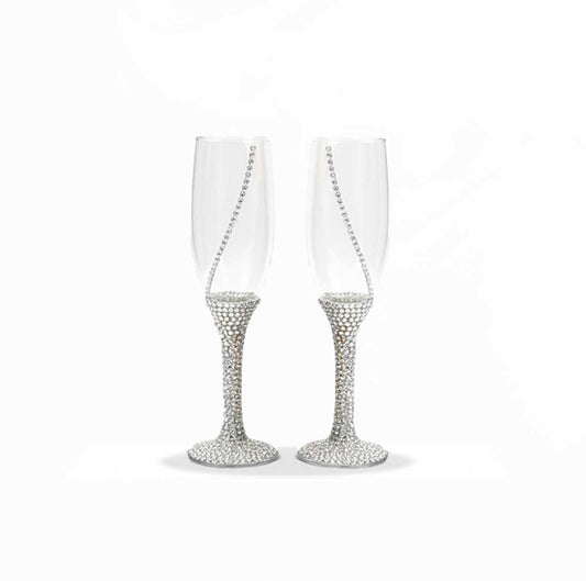 Celebration rhinestone wedding champagne flutes