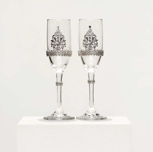 Celebration rhinestone design champagne flutes