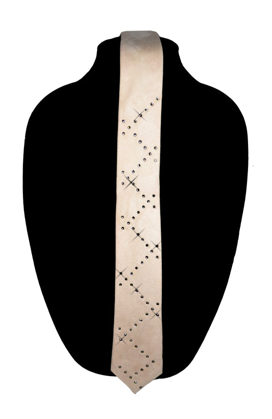 White wedding business formal necktie with Swarovski crystals