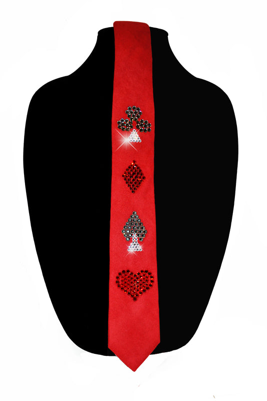 Red necktie with Swarovski crystals
